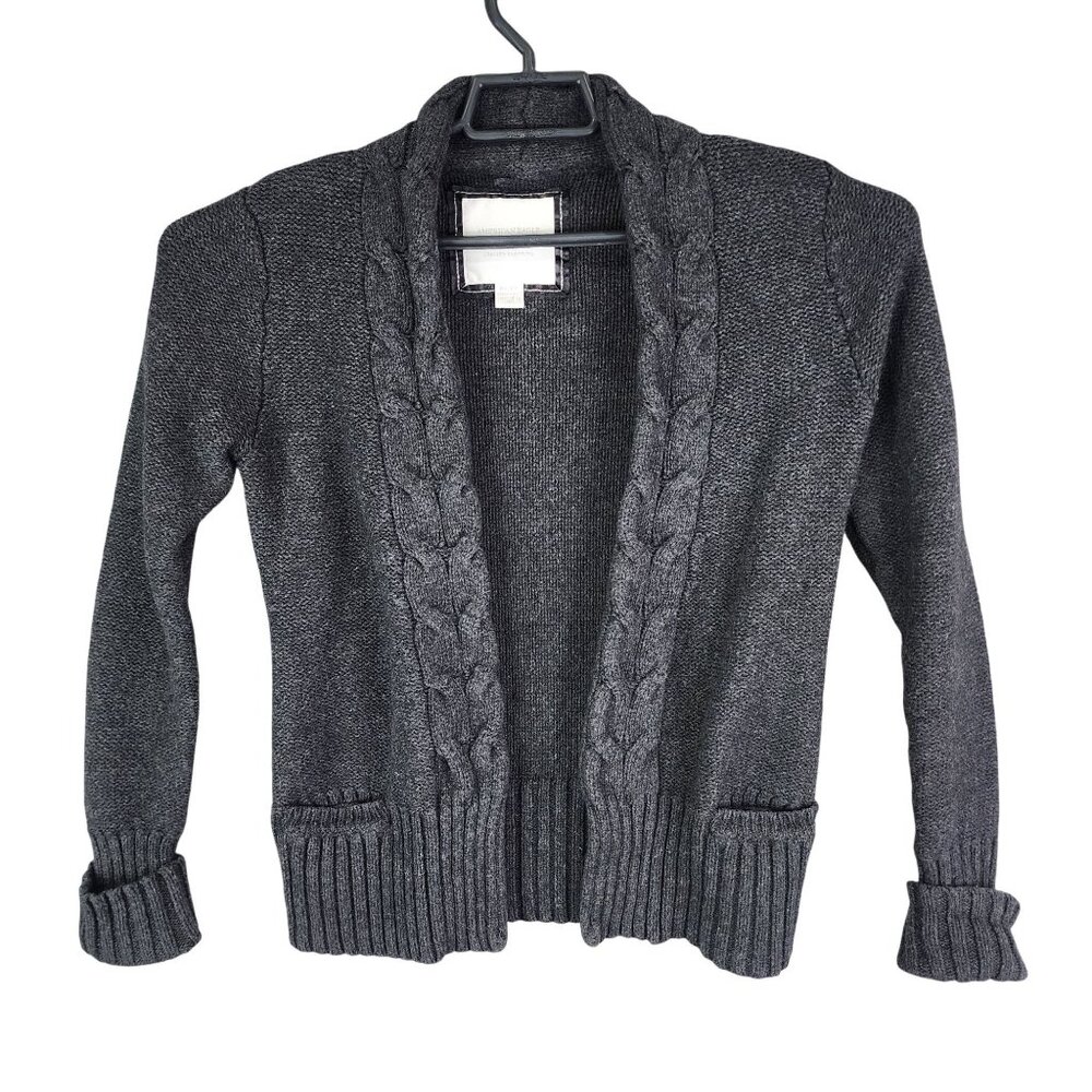 Womens Gray American Eagle Outfitters Cable Knit Cardigan Sweater Long Sleeve M